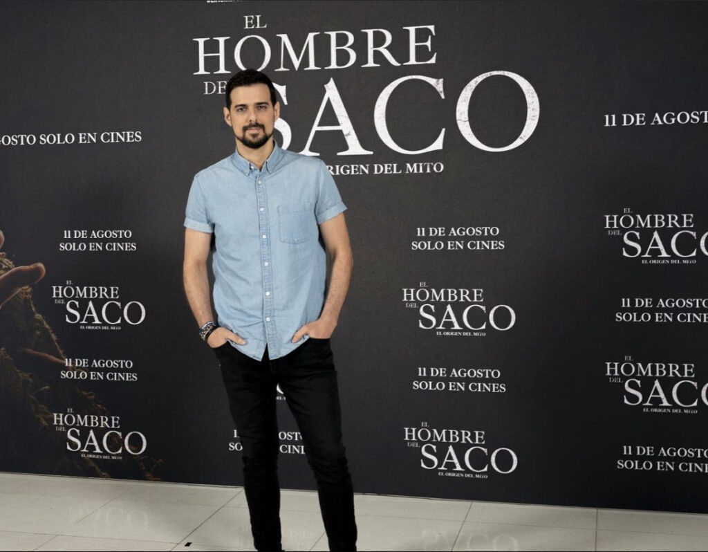 Ángel Gómez en la premiere del Hombre del saco